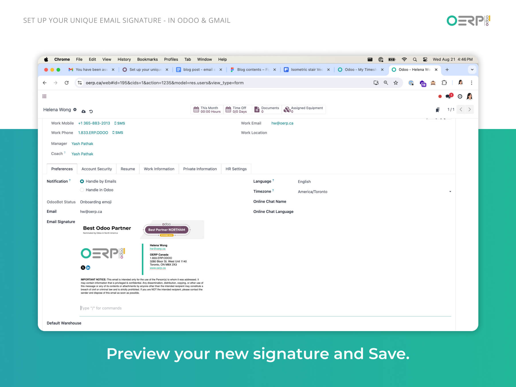 Step 3.3 - Preview your new signature and save it