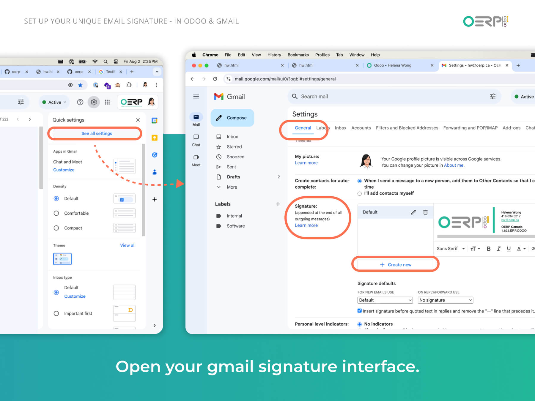 Step 4.1 - Open Gmail signature interface