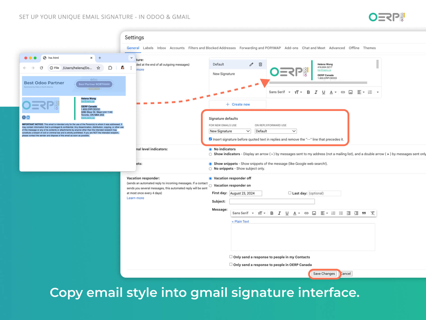 Step 4.2 - Copying email style into Gmail signature interface