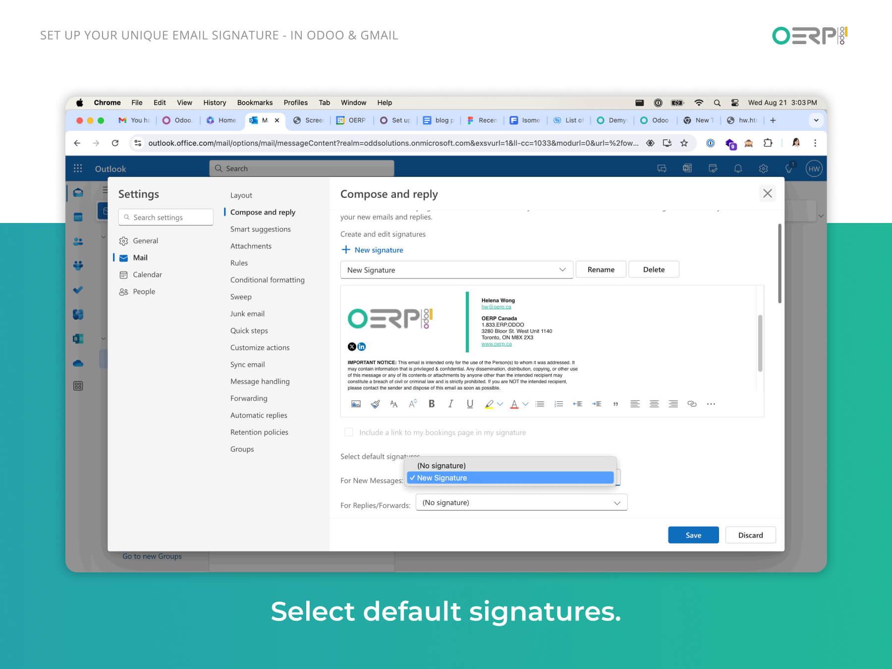 Step 5.3 - Select default signatures for different purposes