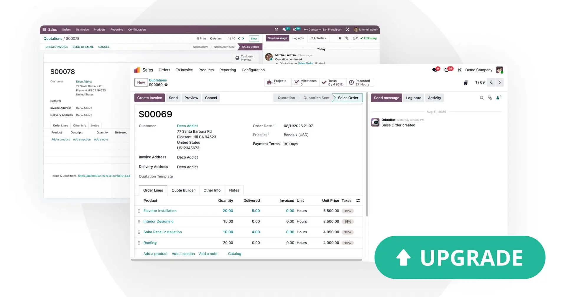 Upgrade - quotation view